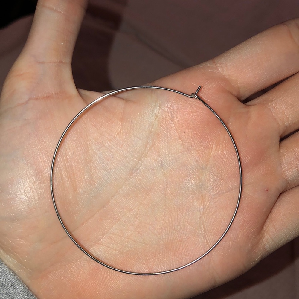 Skinny Silver Hoops - Picture 2 of 3
